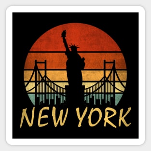 Vintage Sunset New York, The Big Apple, Silhouette of Liberty Sticker